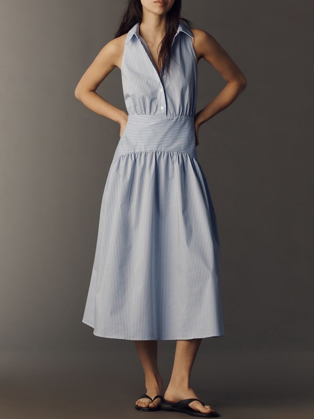 Tobie drop-waist midi shirtDress by exquise